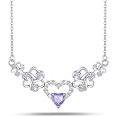 Sterling Silver Dangle Pendant Necklace Charms Love Heart with CZ Love Heart Knot Shap White Gold Plated Hypoallergenic Fashion Jewelry Dainty Birthday Gift for Women