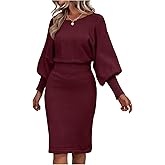 SOLY HUX Women's Sweater Dress Bishop Long Sleeve Crewneck Bodycon Casual Dresses