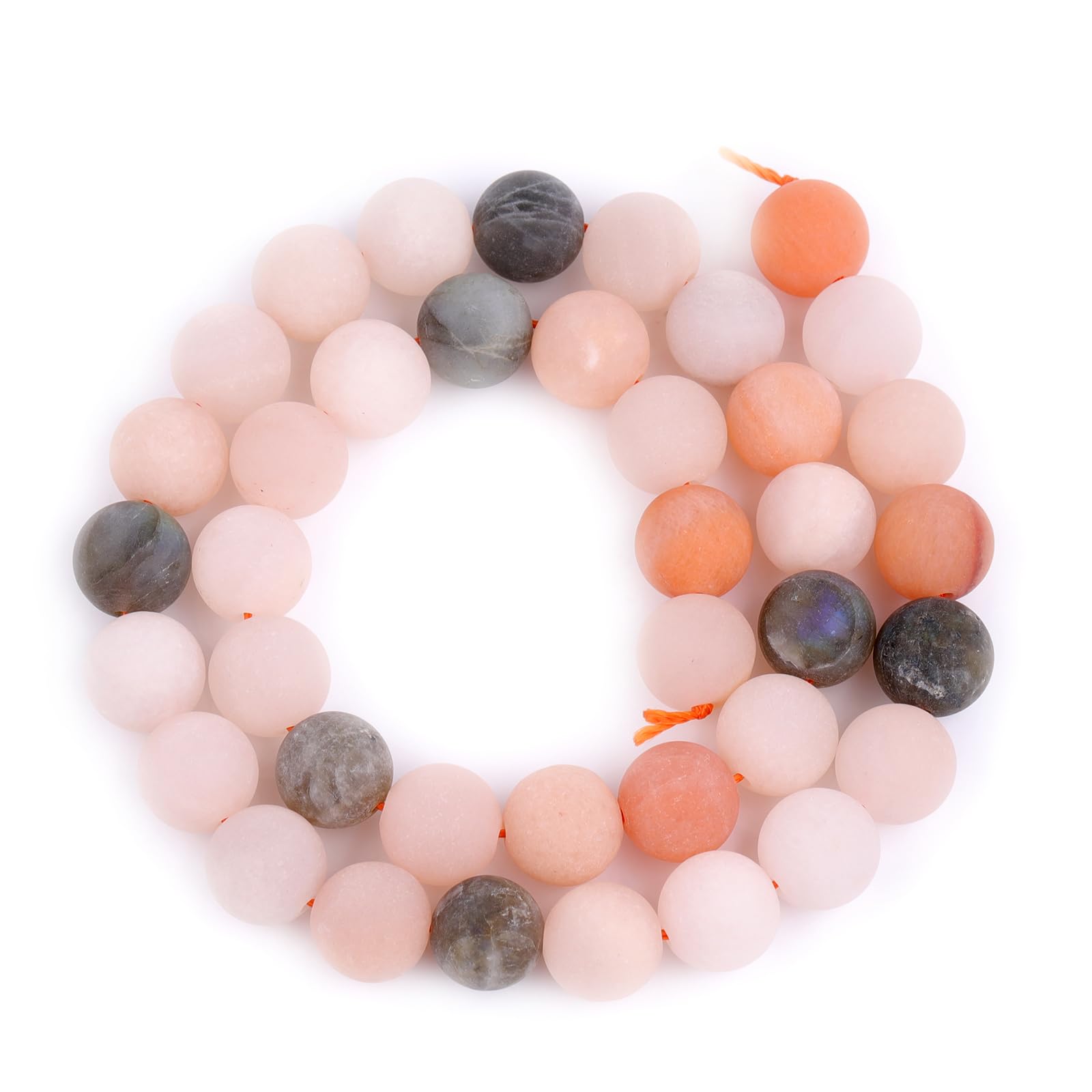 GEM-Inside Natural Round 10mm Matte Frosted Multicolor Moonstone Stone Gemstone Loose Beads for Jewellery Making 15''
