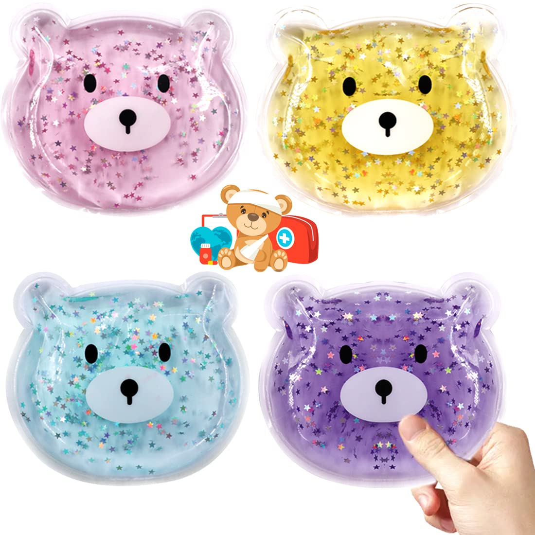 Photo 1 of *** SHORT 2 PIECES***
Boo Boo Hot Cold Ice Packs for Pain Relief, Reusable Gel Pack for Kids Injuries, Fever, Wisdom Teeth, Tired Eyes, Headaches, Lunch Bags (4 Bear Gel Bead Wrap)