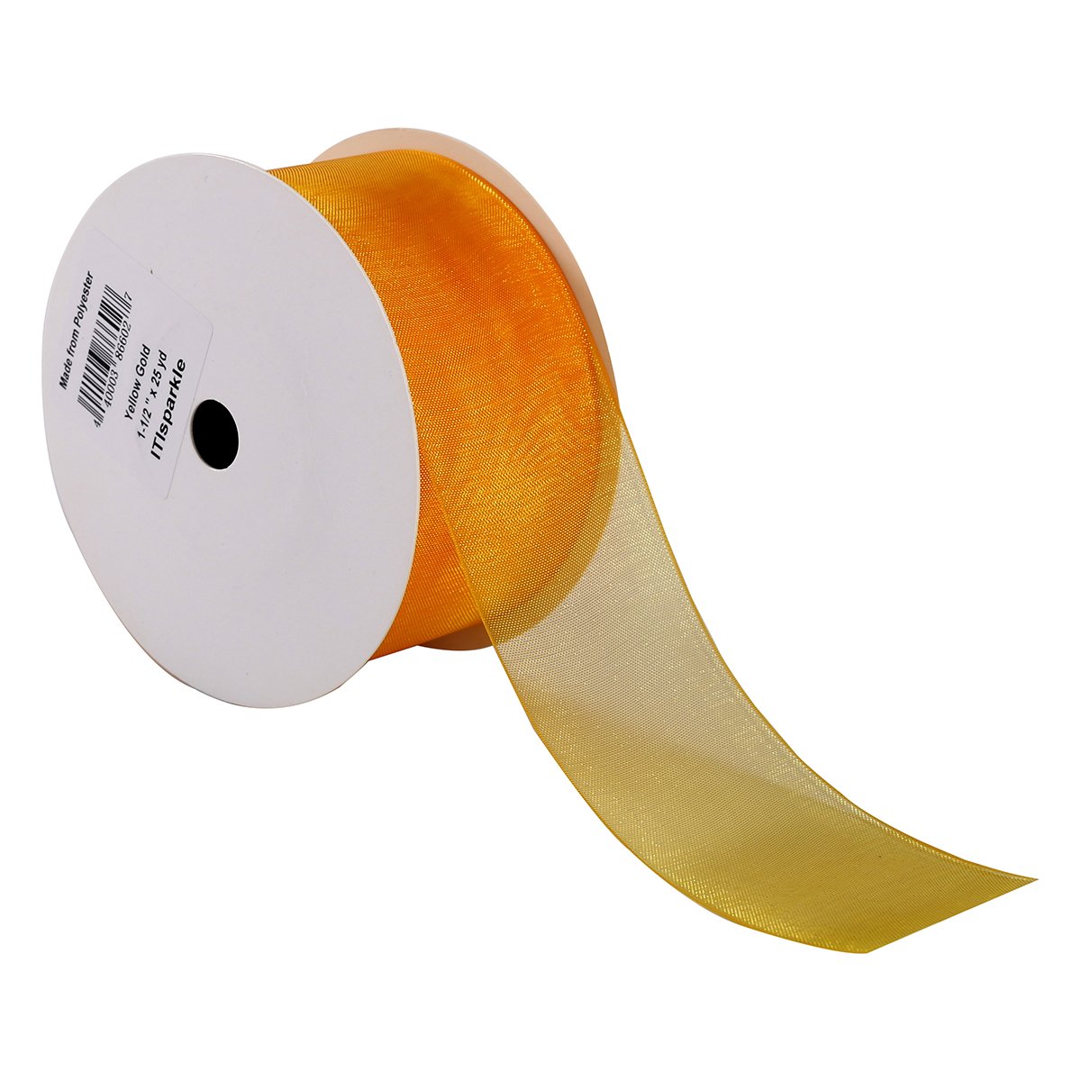 ITIsparkle 11/2" Inch Organza Ribbon 25 Yards-Roll, Yellow Gold