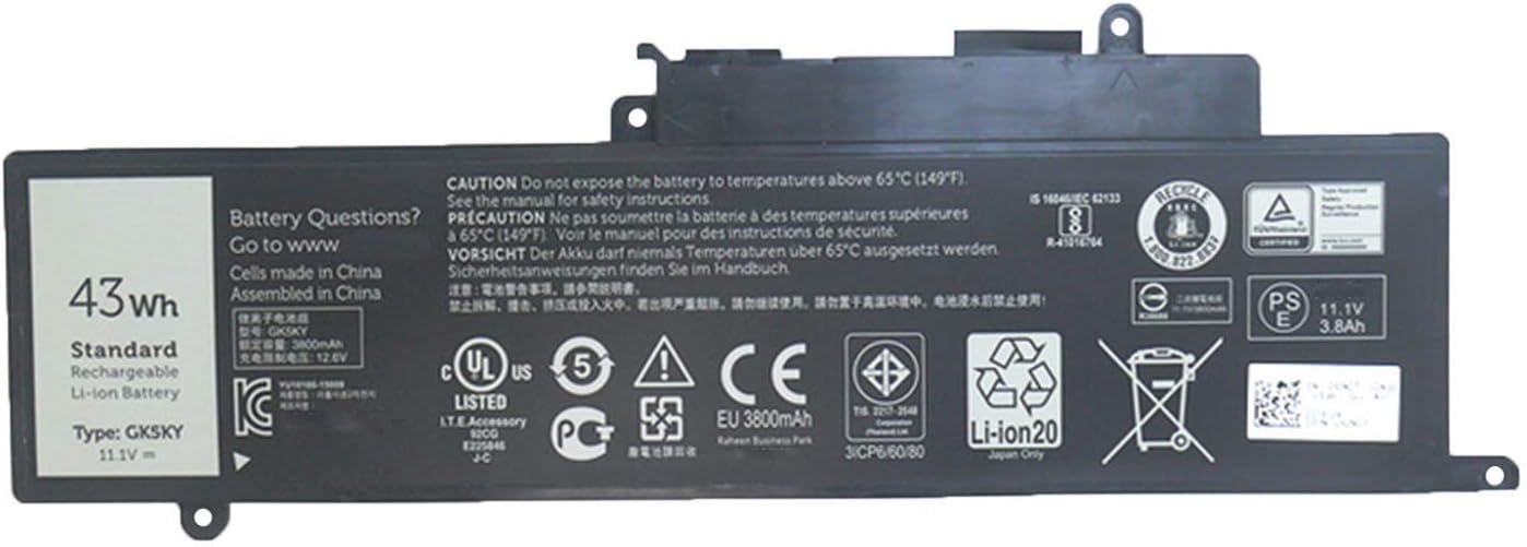 GK5KY 4K8YH 04K8YH 92NCT 092NCT 0GK5KY 0WF28 Laptop Battery Replacement for Dell Inspiron 11 3147 3148 3152 3153 3157 3158 Inspiron 13 7347 7348 7352 7353 7359 Inspiron 15 7558 7568(11.1V 43Wh)