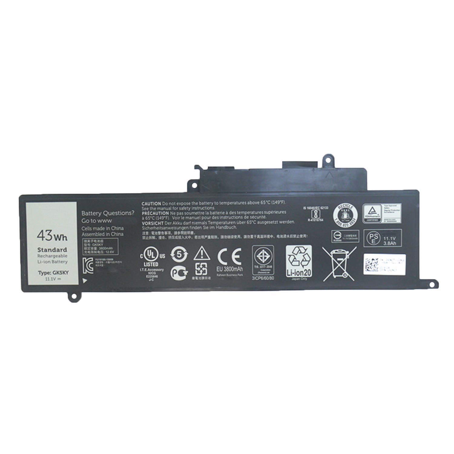 GK5KY 4K8YH 04K8YH 92NCT 092NCT 0GK5KY 0WF28 Laptop Battery Replacement for Dell Inspiron 11 3147 3148 3152 3153 3157 3158 Inspiron 13 7347 7348 7352 7353 7359 Inspiron 15 7558 7568(11.1V 43Wh)