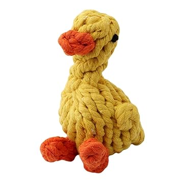 Emily Pets Dog Chew Rope Toys Teeth Cleaning Puppy Teething Toys, Small, Yellow (Duck)