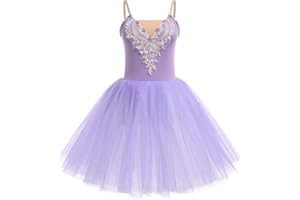 AFAVOM Ballet Leotards for Women Ballerina Performance Swan Lake Costumes Embroidery Tulle Camisole Skirted Leotard Dancewear