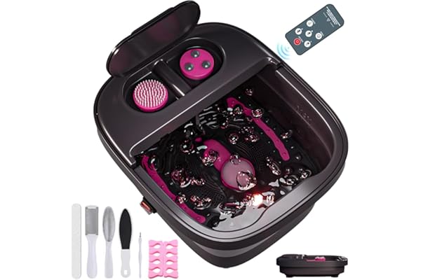 Aqvesane Collapsible Foot Bath with Remote Control, Foot Spa Bath Massager with Heat, Bubble, Temperature Control, 3 Pedicure