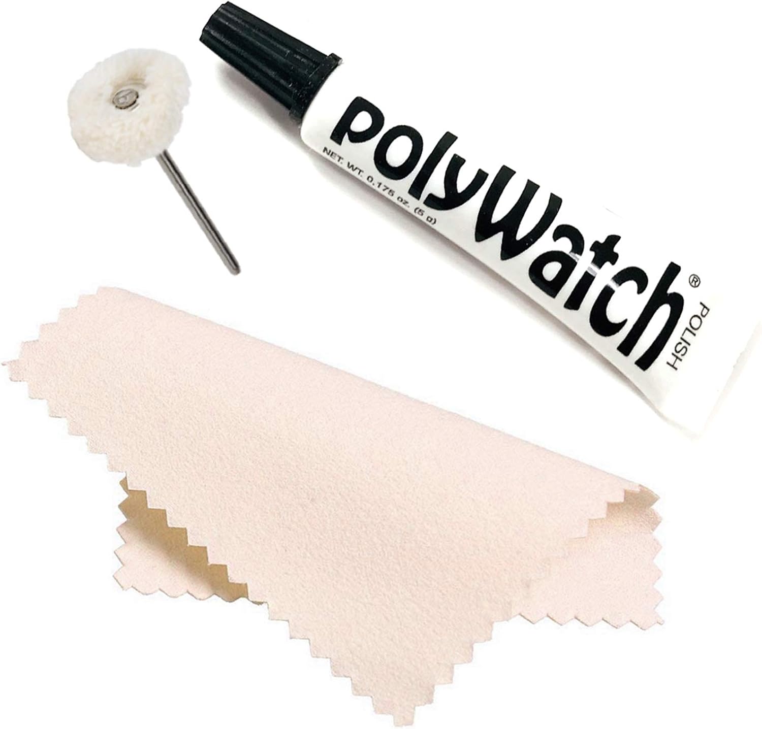 Polywatch Plastic Watch Crystal Scratch Remover String Buff Soft Polisher and Polishing Cloth: Watches