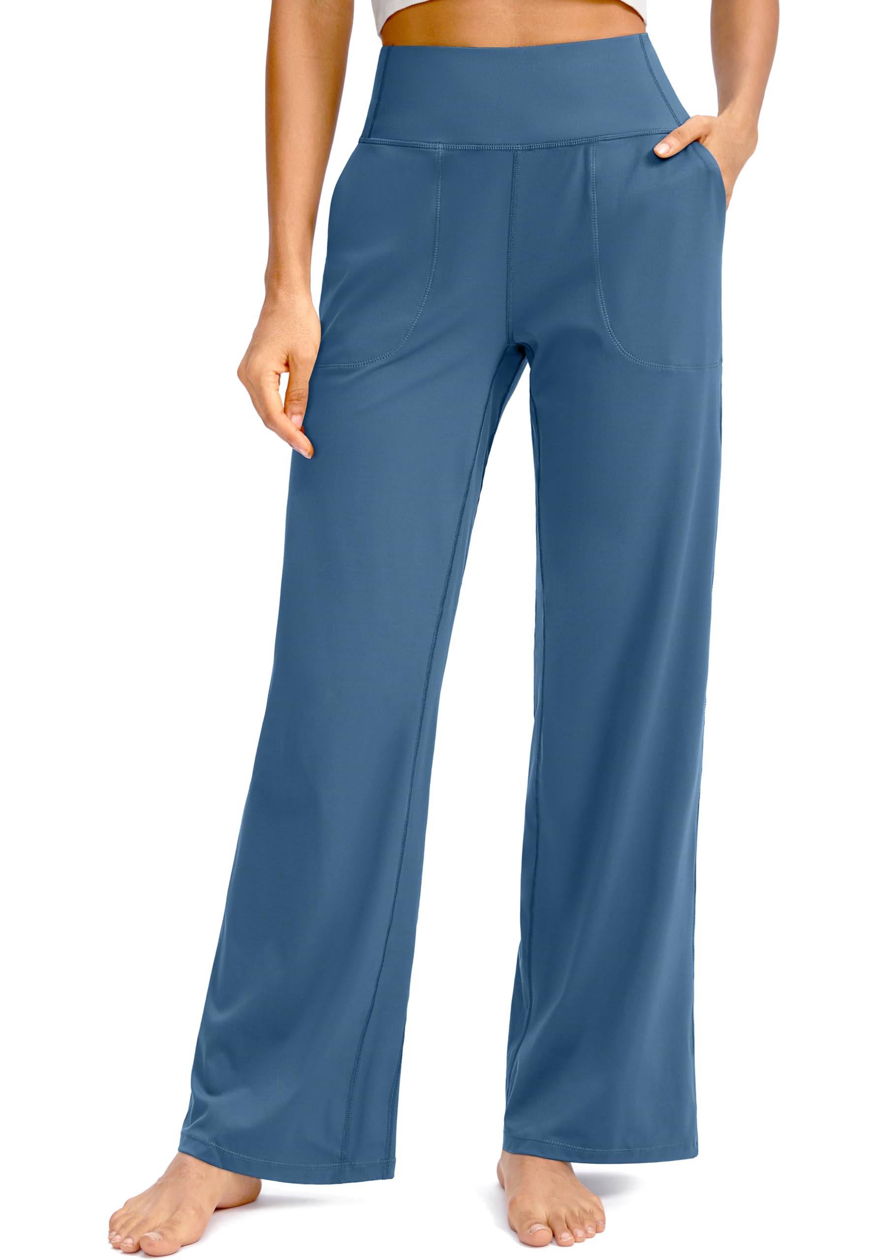 Soothfeel Wide Leg Pants for Women Yoga Work Pants with Pockets High ...