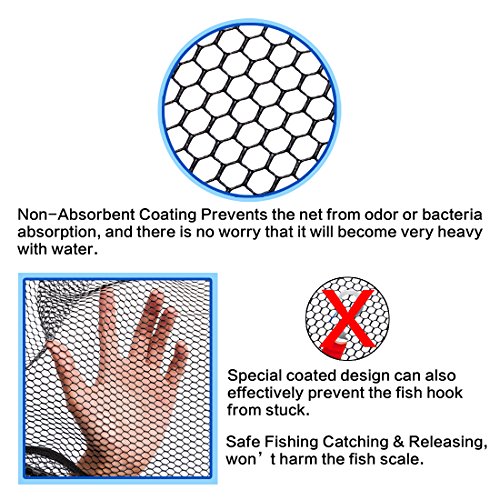 BLISSWILL Fish Net Foldable Fish Landing Net Collapsible with Extending Telescoping Pole HandleSafe Fishing Catching and Releasing (Hoop Size: 40cm/16in) - Thumbnail 4