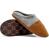 LE KAPMOZ Men's Boiled Wool House Slippers Breathable Winter Warm Slip on Mules Indoor/Outdoor Slipper for Women Two Tone Cap Toe Clog