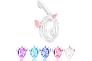 AiScrofa Kids Snorkel Mask, Full Face Snorkel Mask for Kids 4-16, 180 HD View Anti-Fog Anti-Leak Snorkel Mask for Kids Snorkel Set Snorkeling Gear for Kids