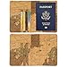 GDTK Leather Passport Holder Cover Case RFID Blocking Travel Wallet (Map Brown)