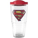 Tervis DC Comics - Superman Logo Made in USA Double Walled Insulated Tumbler Travel Cup Keeps Drinks Cold & Hot, 24oz, Classic