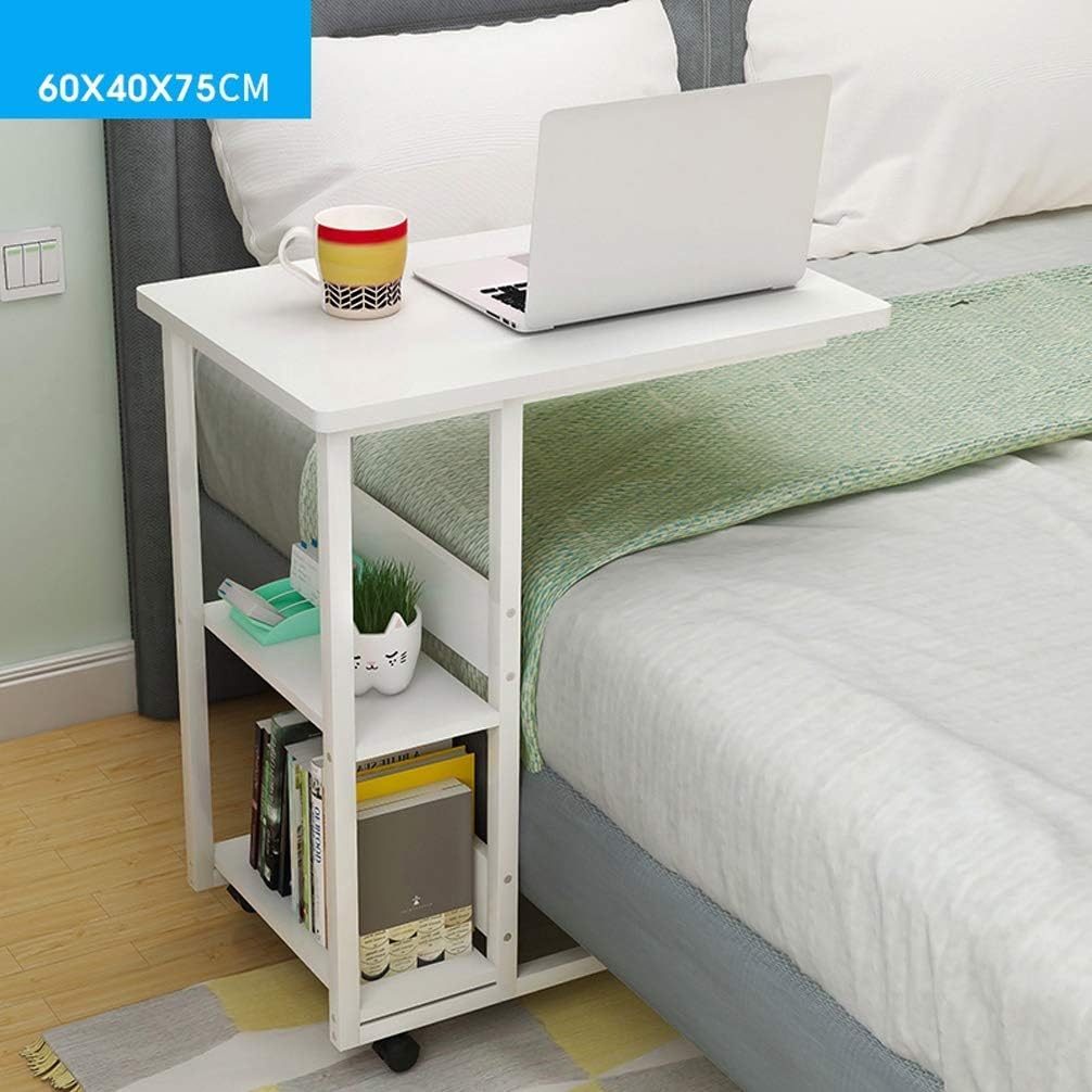 YJTGZ Overbed Chair Table Bed Table Wheels Roll Size Small Walnut For