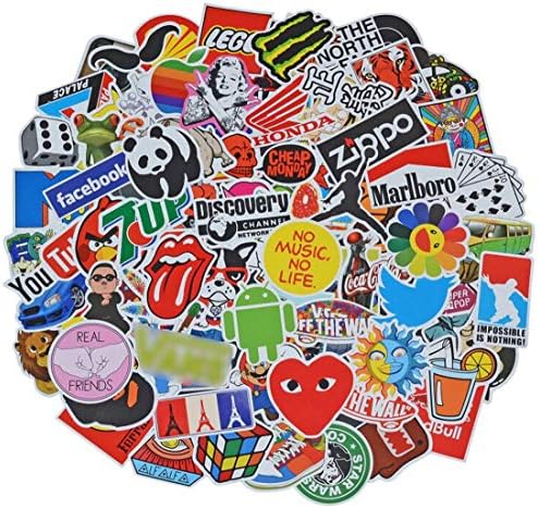 100 Pieces Waterproof Vinyl Stickers for Personalize Laptop, Car, Helmet, Skateboard, Luggage Graffiti Decals (V - section)