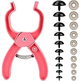 Gosknor Safety Eye Tool for Crocheting, Safety Eye Snapper Pliers Auxiliary Tool with 60pcs 12-30mm Doll Puppet Bear Eyes for Amigurumi Crochet & Stuffed Animal Making Supplies DIY Craft (Pink)