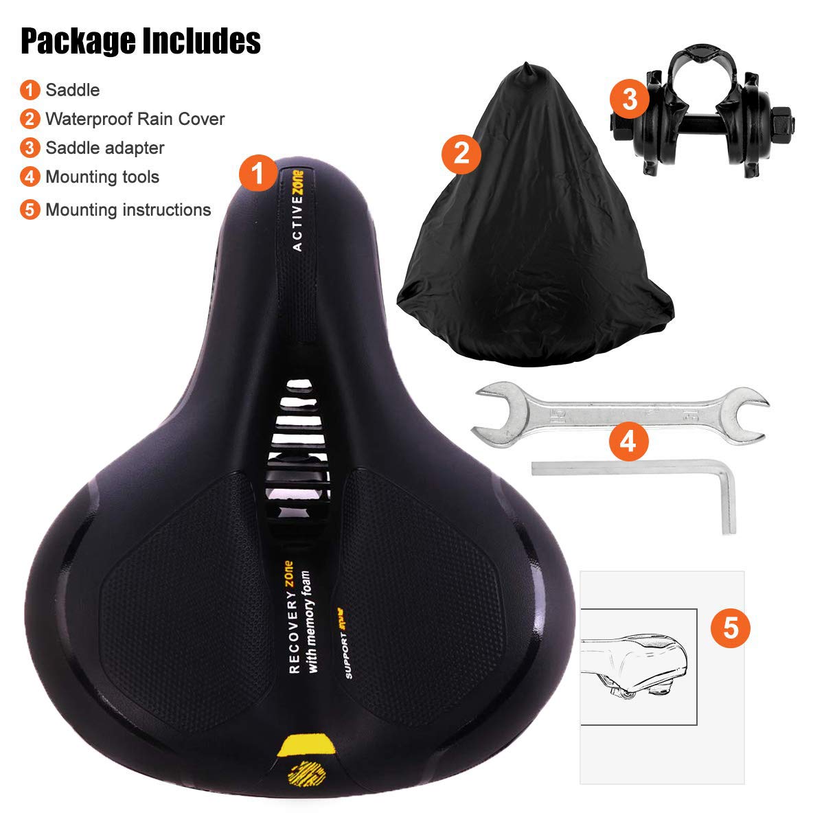 Option Bike Seat, Bicycle Saddle Comfortable Soft Wide Road Bike Gel Saddles,Breathable Mountain Bike Seat,Suitable for MTB Mountain Bike,Road Bike,Spinning Bike, for Men and Women(Yellow)