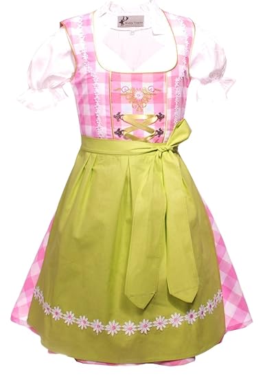 Trachtenkleid 3tlg. Kinder Dirndl Mädchen Kleid Gr. 92,104,116,128,140,146,152