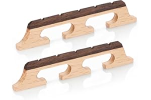 QULKWS 5-String Banjo Bridge, 2 Pcs Premium Ebony and Maple Bridge, Banjo Bridges Replacement, Universal Fit Banjo Parts for Enhanced Acoustic Performance