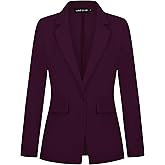 MINTLIMIT Purple Blazer Jacket for Women Notched Lapel Long Sleeve One Button Suit Jacket Tailored Outfit,M,Purple