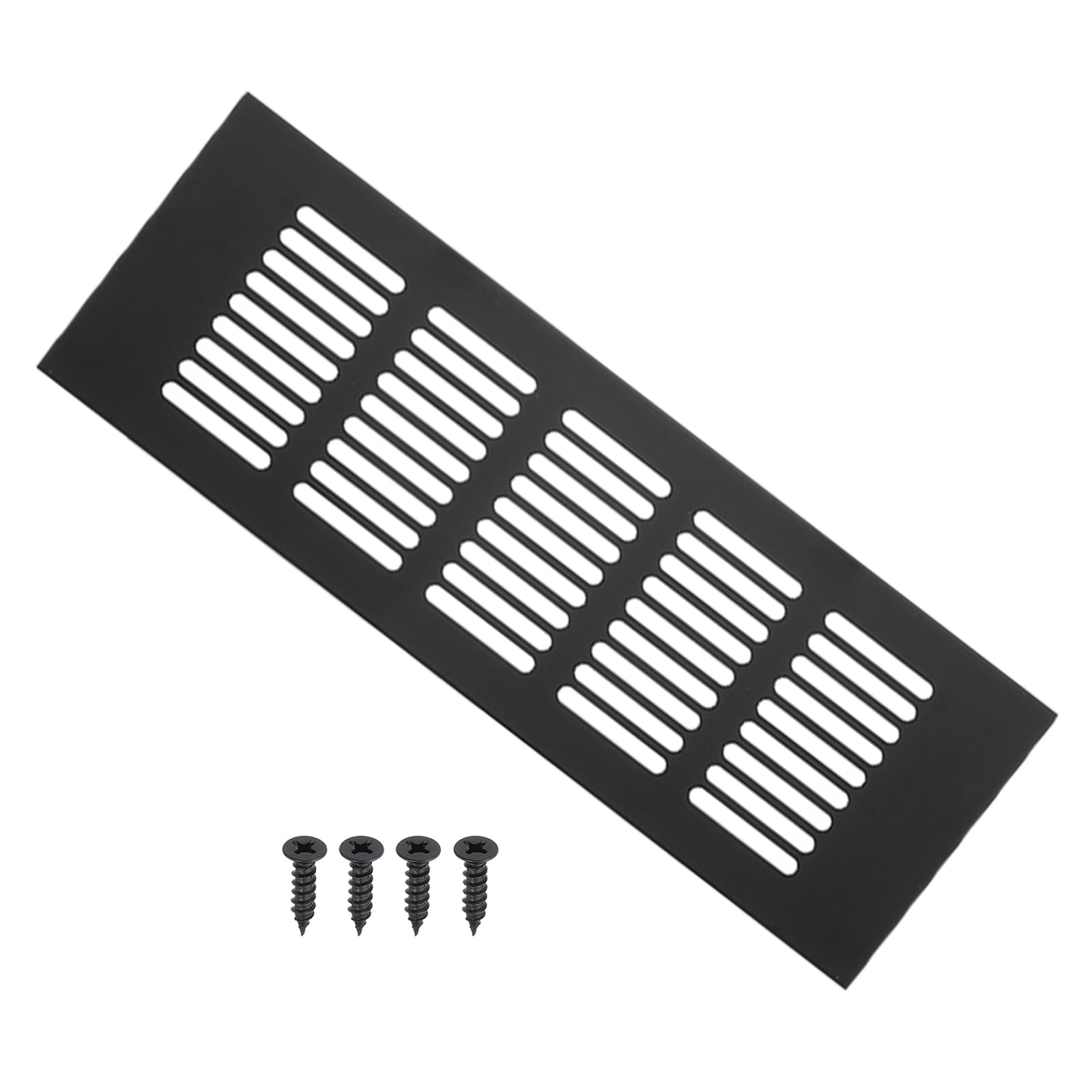 PATIKIL 9 x 3.2 Inch Door Air Vent Cover, Aluminum Grille Ventilation Cover Louvered with Mounting Screws for Cabinet Wardrobe Door, Black