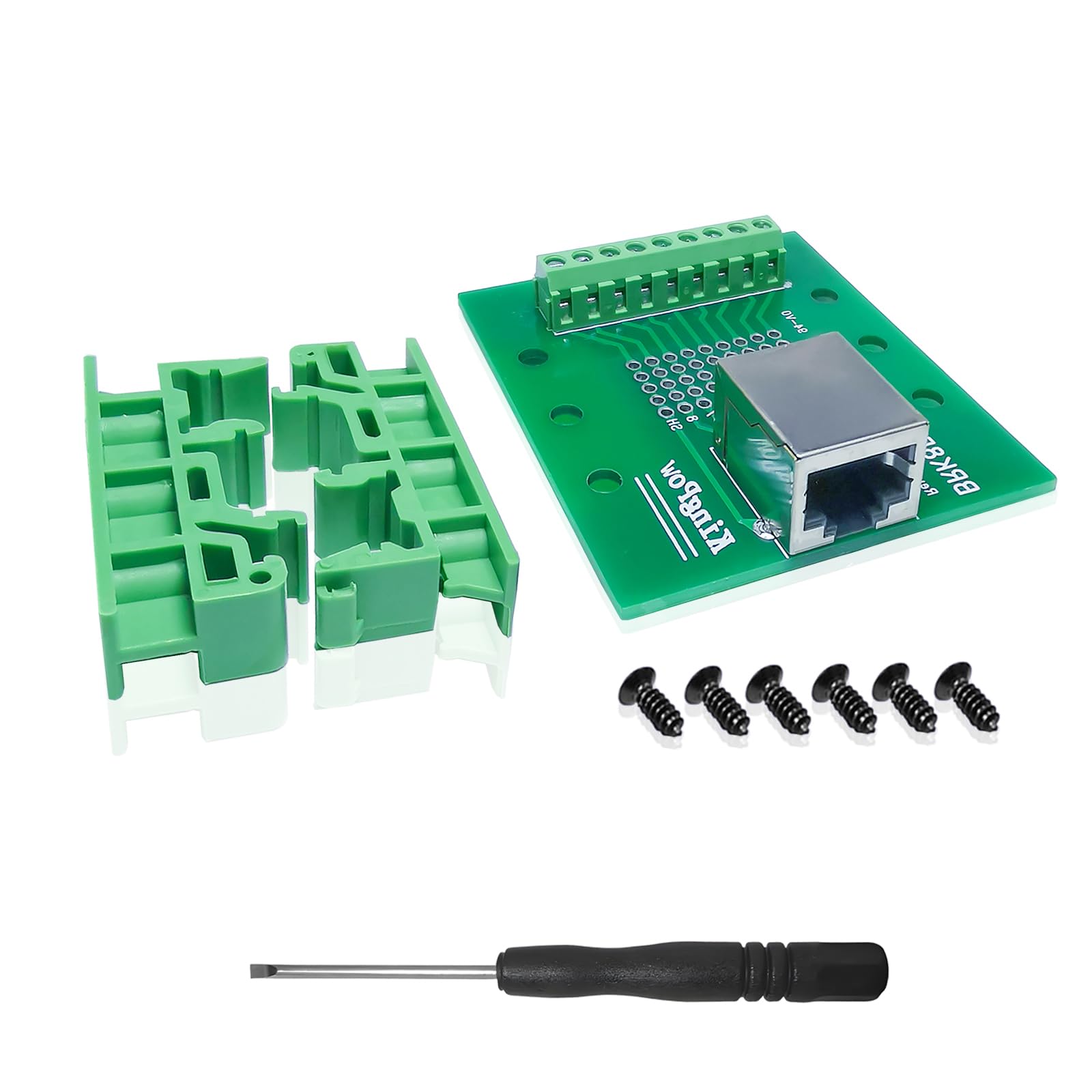 iYueMps RJ45 Terminal RJ45 Ethernet Connector Breakout Board 8P8C Jack Terminal Connector with DIN rail clips