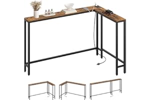 YATINEY Narrow Console Table with Outlets, 70.9" Sofa Table Narrow Long, L Shaped Behind Couch Entryway Table with Charging Station, for Living Room, Hallway, 3 Assembly Options, Rustic Brown CT07UBR