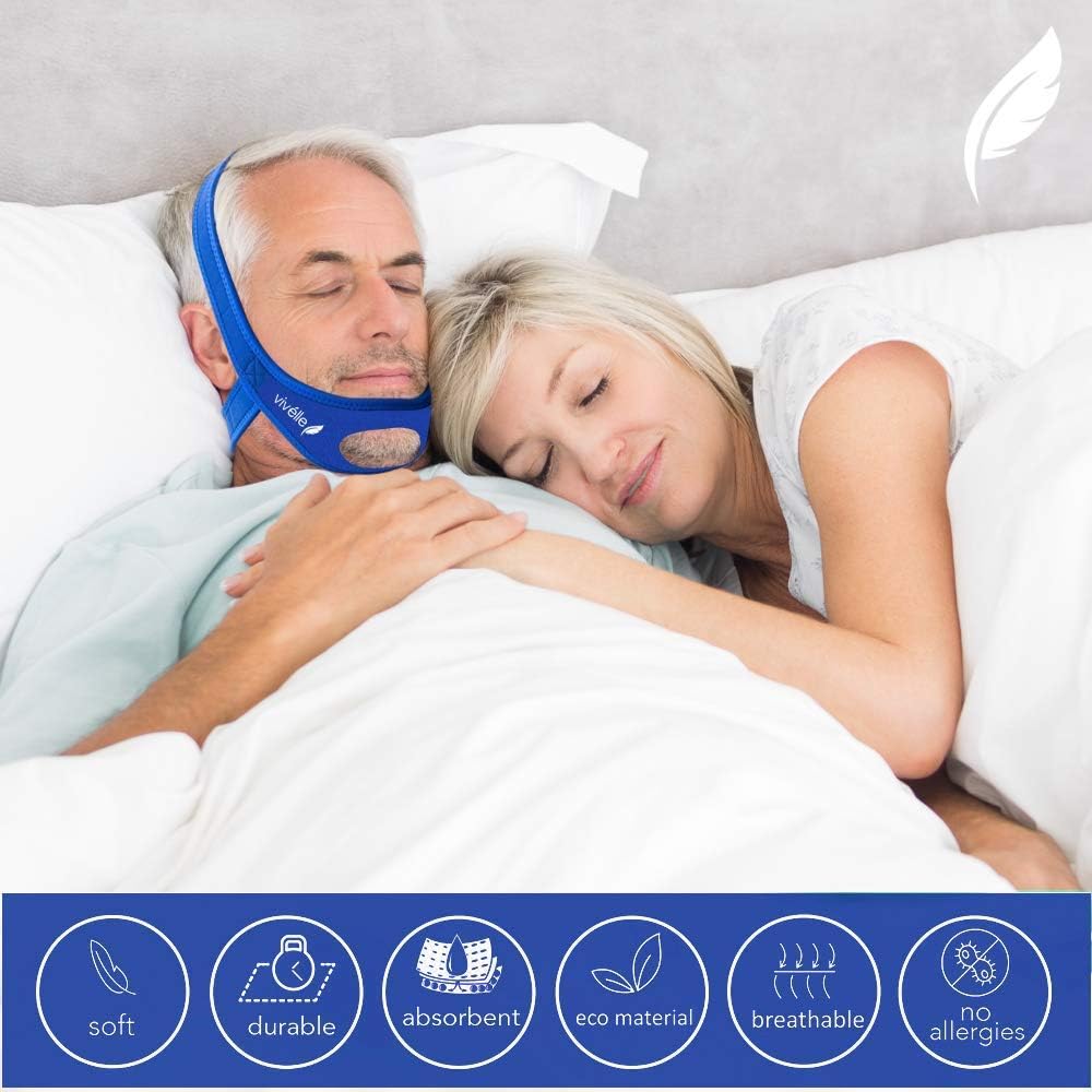 CPAP Chin Strap - for Men & for Women by Vivélle, Slim Non-Slip, Adjustable, Premium Snore Stopper Device That Helps You Breath Right (Medium): Health & Personal Care