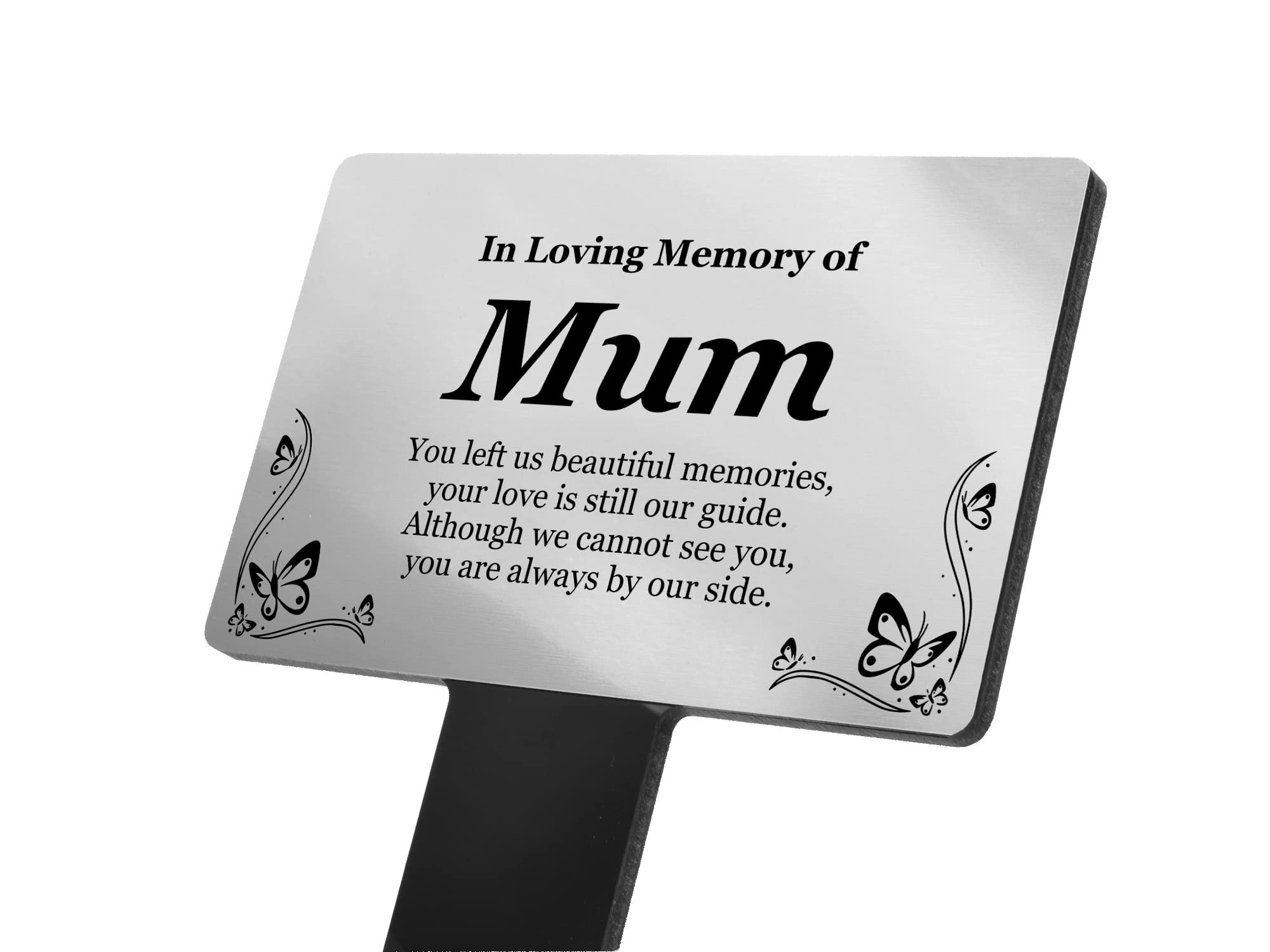 Personalised Bereavement Gifts. Memorial Plaques With Custom Text, Gardens Ground Stake Or Grave Ornaments - Acrylic, Waterproof and Hard Wearing. Shipped Globally. (Silver Mum) — image 1