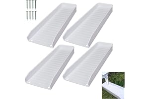 Teisaiko Rain-Gutter Downspout Splash Block - Gutter Downspout Extensions for Rainwater Drainage, Lader Downwards Design, 16" Fixable Downspout Extender with 8 Fixing PP Nails (4, White)