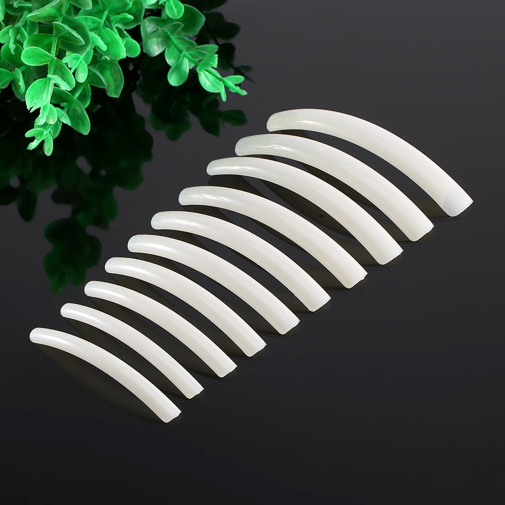 10Pcs Extra Long Artificial Fingernails Tip,Half Cover False Nail Art Design Salon Tips Manicure Decoration Tool(Beige)
