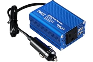 FOVAL 150W Car Power Inverter 12V DC to 110V AC Converter Vehicle Adapter Plug Outlet with 3.1A Dual USB Car Charger for Lapt