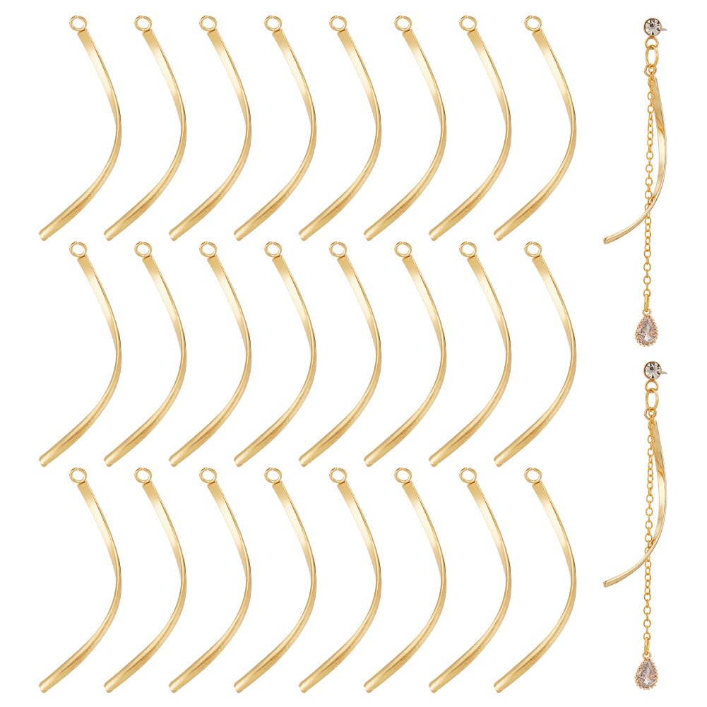 UNICRAFTALE about 30pcs Real 18K Gold Plated Twist Bar Charms Stainless Steel Metal Rectangle Bar Pendants Vertical Twist Bar Earrings Charms Stereoscopic Pendants for DIY Jewelry Making
