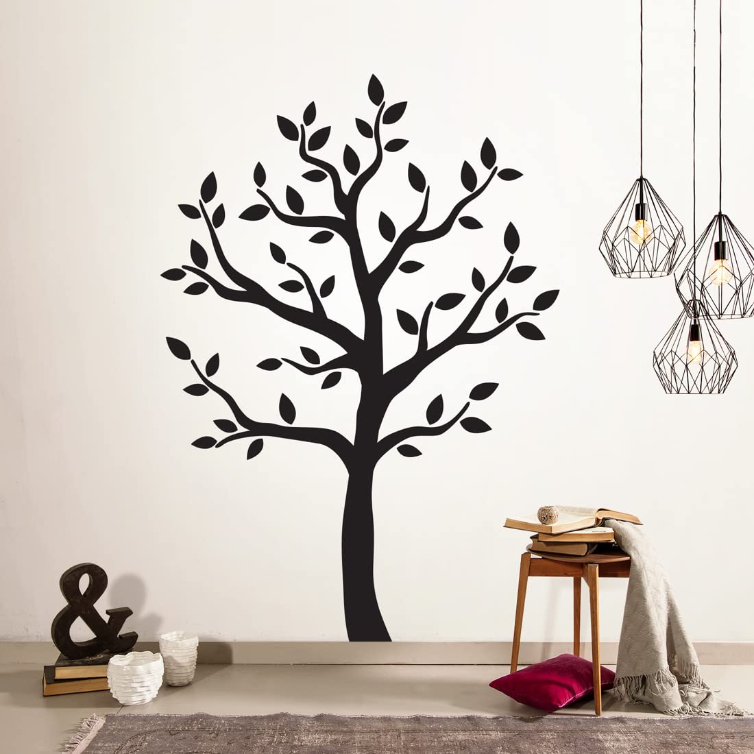 TIMBER ARTBOX Elegant Tree Wall Stickers for Living Room – Black Tree Decor for Women Bedroom & Kitchen – Peel and Stick Tree Silhouette Decal for Wall Decoration – Tree Outline Wall Art