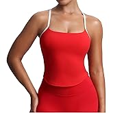Aoxjox Women's Workout Sleeveless Color Block Lexi Tank Tops Contrasting Strap Cross Back Yoga Curve Longline Crop Top