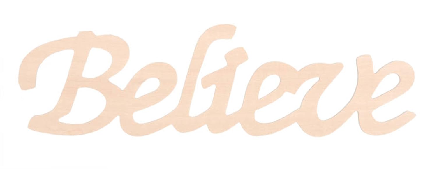 Darice Wood Script Word, Believe, Beige