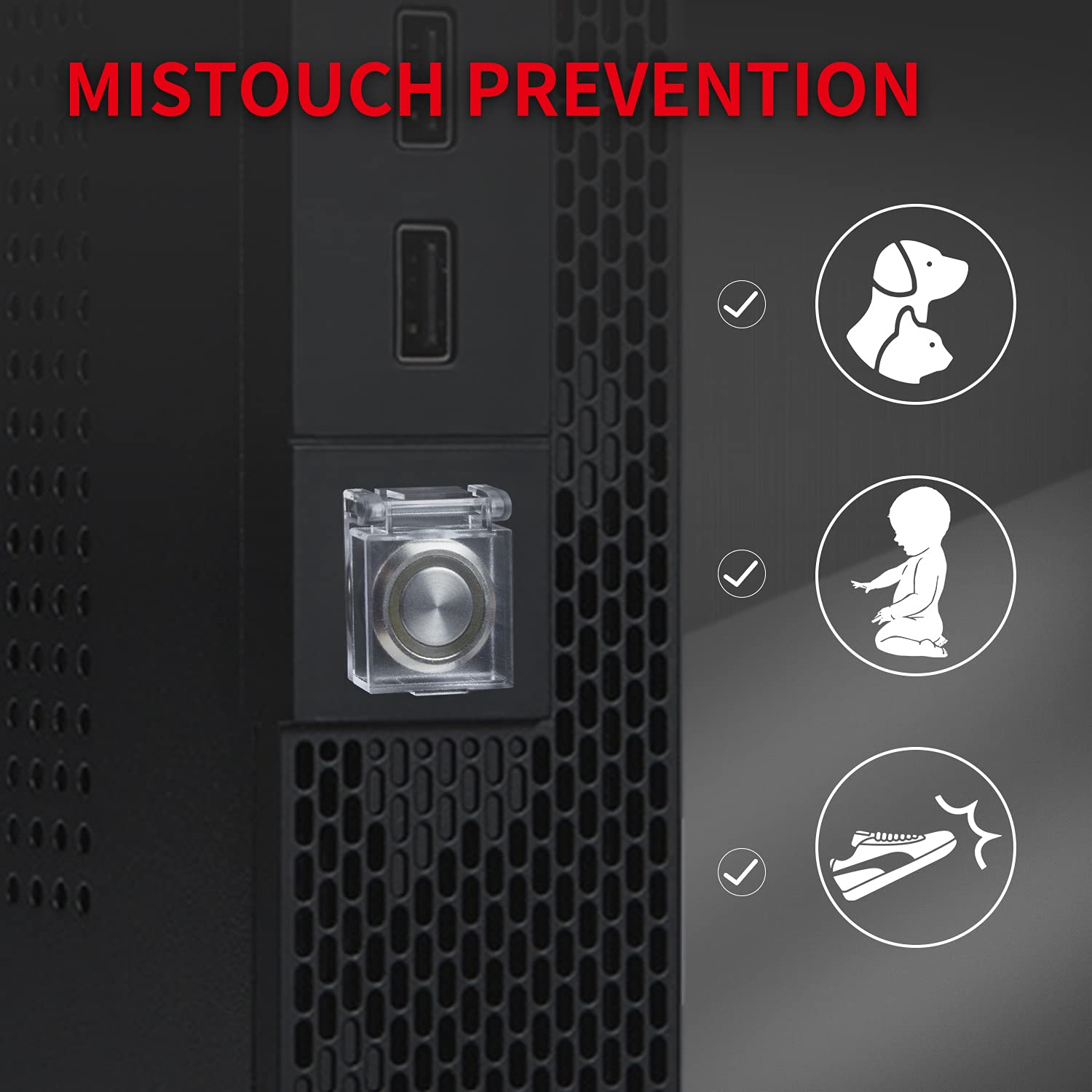 DaierTek 16mm Dustproof Safety Push Button Cap Cover Guard Plastic Protector Child Proof for 16mm Push Button Switch Computer Light Pad -2Pack