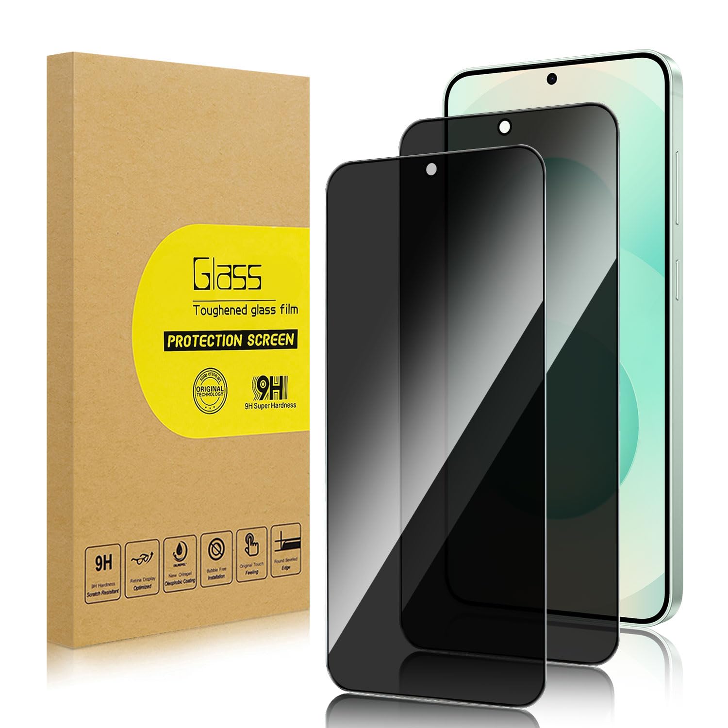 Lokyoo 2 Pack Privacy Screen Protector for Samsung Galaxy S25 Plus/Galaxy S25+ [Anti-Spy Tempered Glass][Fingerprint Unlock Support], Anti-Scratch, Bubble-Free, Easy Install 9H Protective Glass