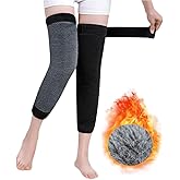SIQITECHNO Men Women Thicken Leg Warmers Adjustable Long Faux Fur Paded Knee Braces Fleece Lined Knee Pads for Ski Cycling