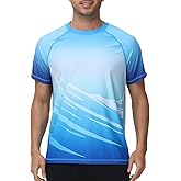 VAYAGER Men's Swim Shirts Rash Guard UPF 50+ Short Sleeve Sun Protection Fishing Tops for Surfing