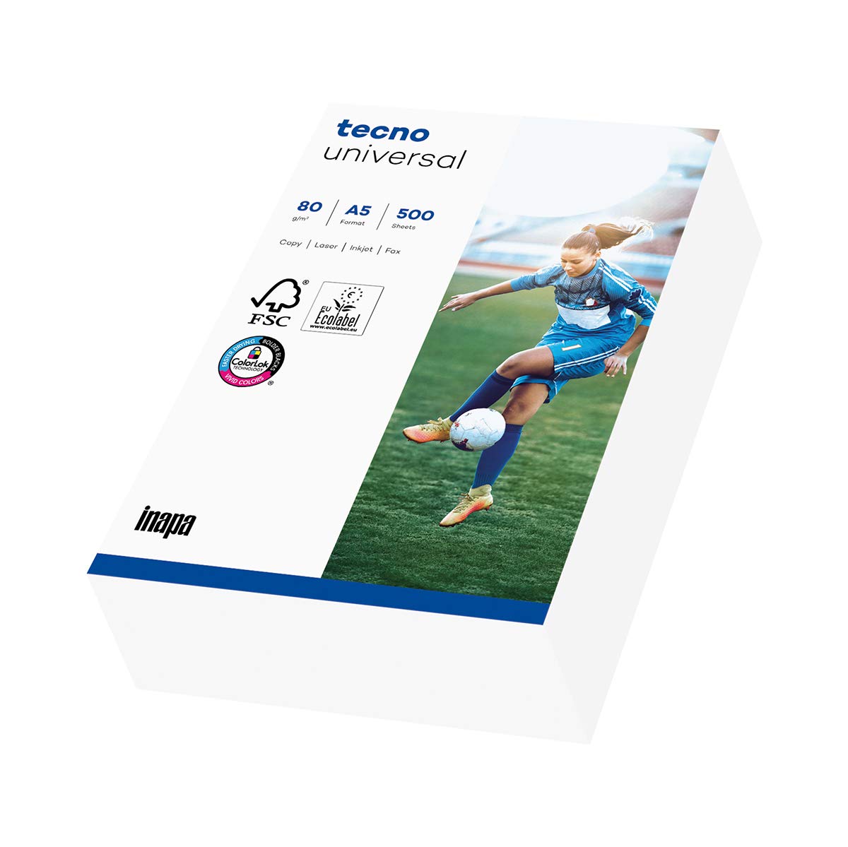 inapa Tecno Universal Printer/Copier Paper 80 g/m², A5 (210 x 148), 500 Sheets, White - A5 Paper
