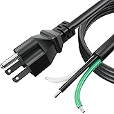 LaWana 6ft 12 Gauge 3 Prong Heavy Duty Replacement Power Supply Cord Cable 110V 115V 120V Pigtail,for Appliance, Power Tools,Compatible with Dishwashers,12 AWG 3 Conductor Wire Cable
