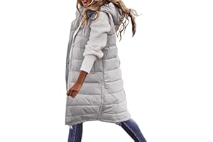 JMMSlmax Womens 2023 Fall Reversible Vests Sleeveless Fleece Jacket Long Warm Winter Coat Outerwear Zip Up Hoodie Pockets