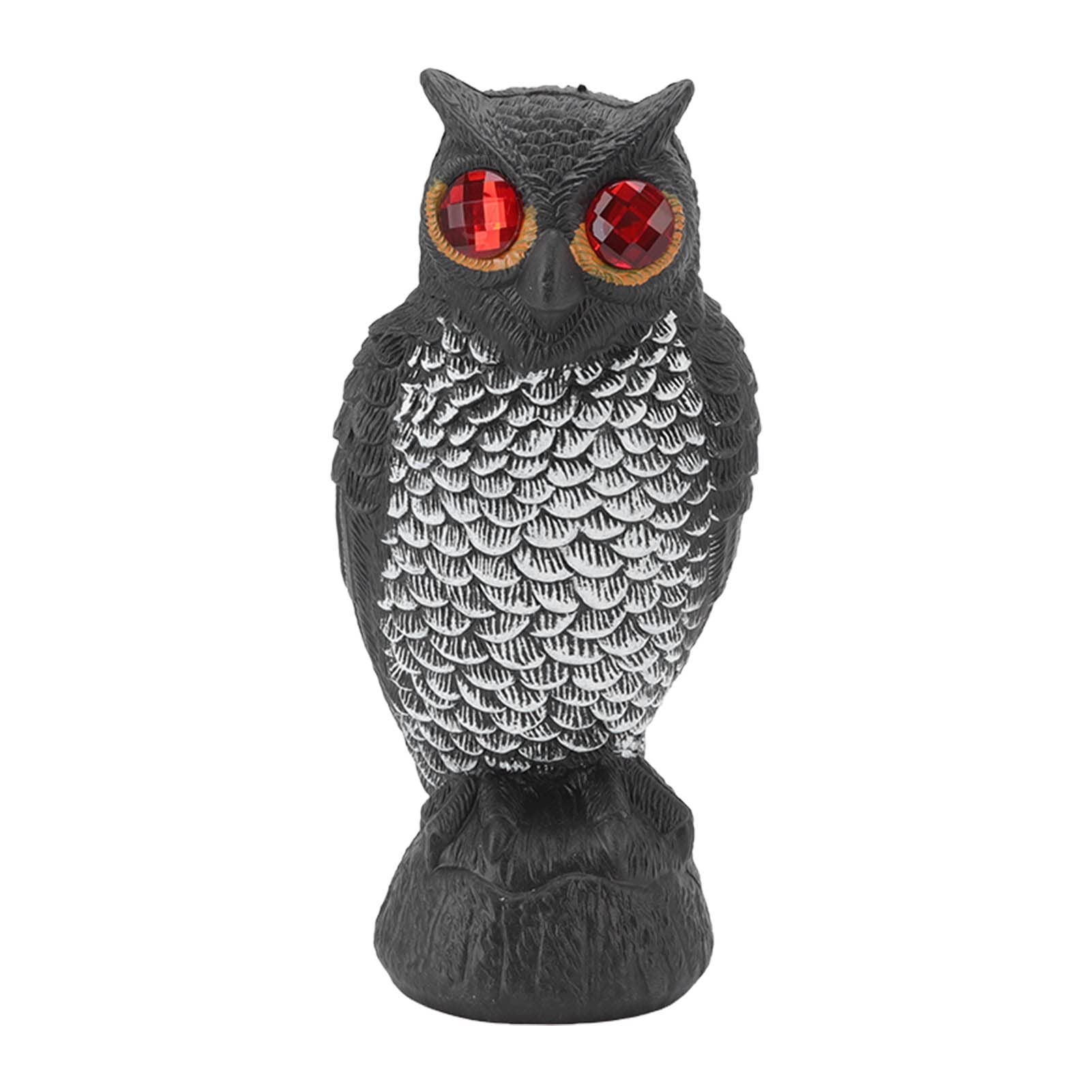 Natudeco Bird Deterrent Garden Bird Owl Scarecrow Plastic Red Eyes Irradiation and Reflection Keep Birds Away Fake Owl for Garden and Outdoor Hunting(01)