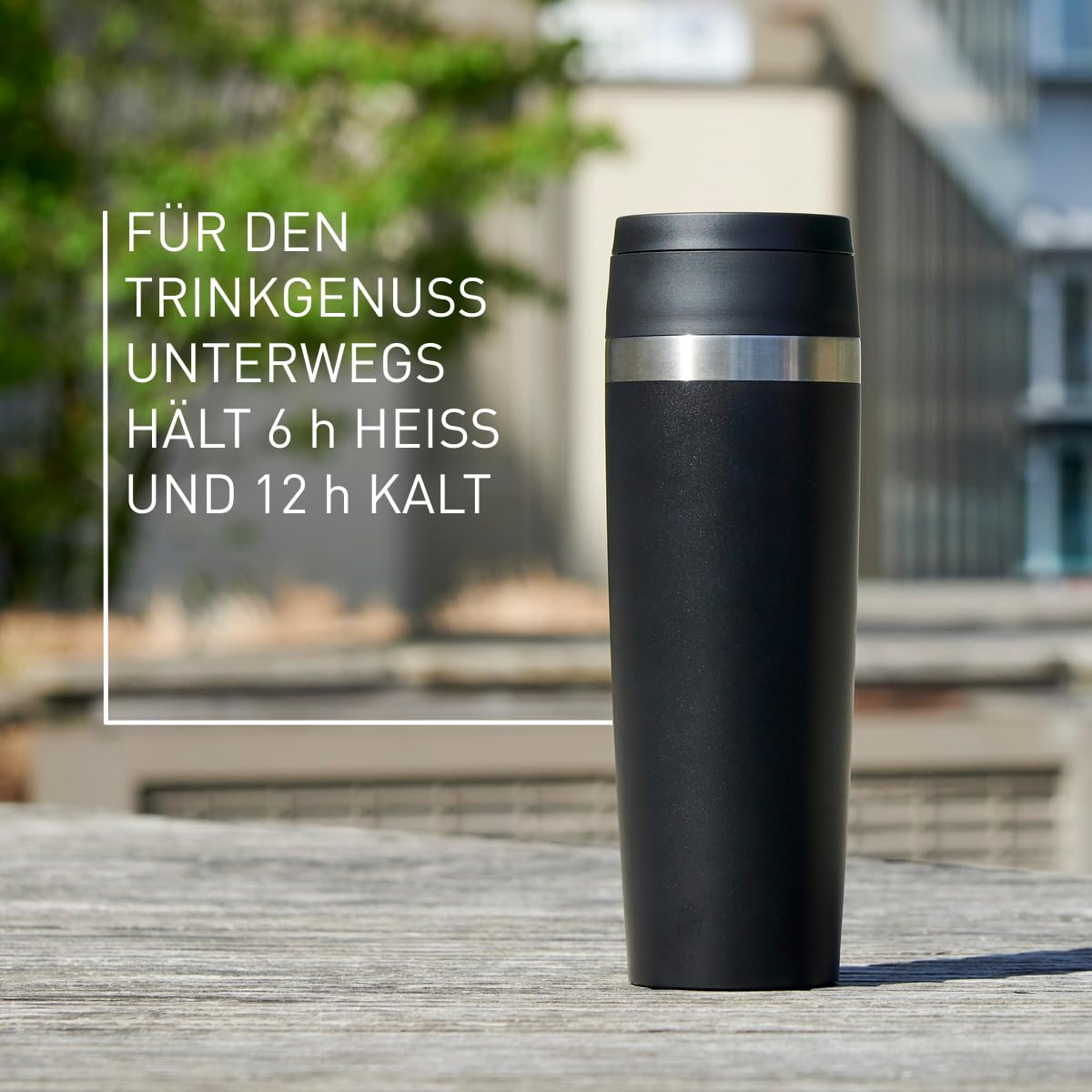 Emsa N2023550 Travel Mug Classic Isolierbecher 0,5 Liter, neuer Komfort Schraubverschluss, Pulverbeschichtung, Edelstahl, 360 Grad Trinköffnung, Schwarz 3