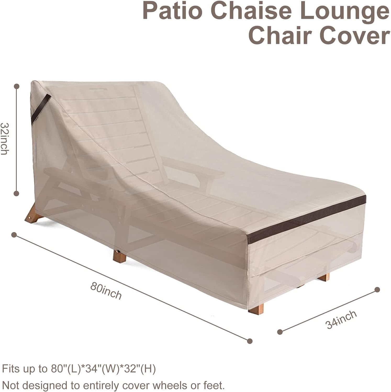 Patio Chaise Lounge Chair Covers 80 Inch Long Outdoor Pool Chair Cover Waterproof 600D Tear Resistant Furniture Covers : Garden & Outdoor