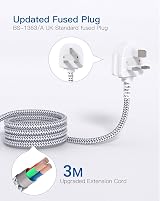 Addtam 3M Extension Cable 6 Outlets USB Ports 5 USB Power Strip 3M Braided view 5