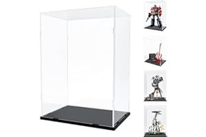 Choowin Acrylic Display Case for Lego Camera 43230 for Lego Guitar 21329 for Lego Optimus Prime 10302 Thickened Clear Acrylic Display Cases for Collectibles Assemble Dustproof Display Box(Black Base)