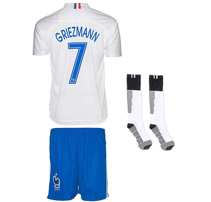 Frankreich Griezmann #7 2018 Heim/Auswärts Trikot und Shorts mit Socken Kinder und Jugend Größe