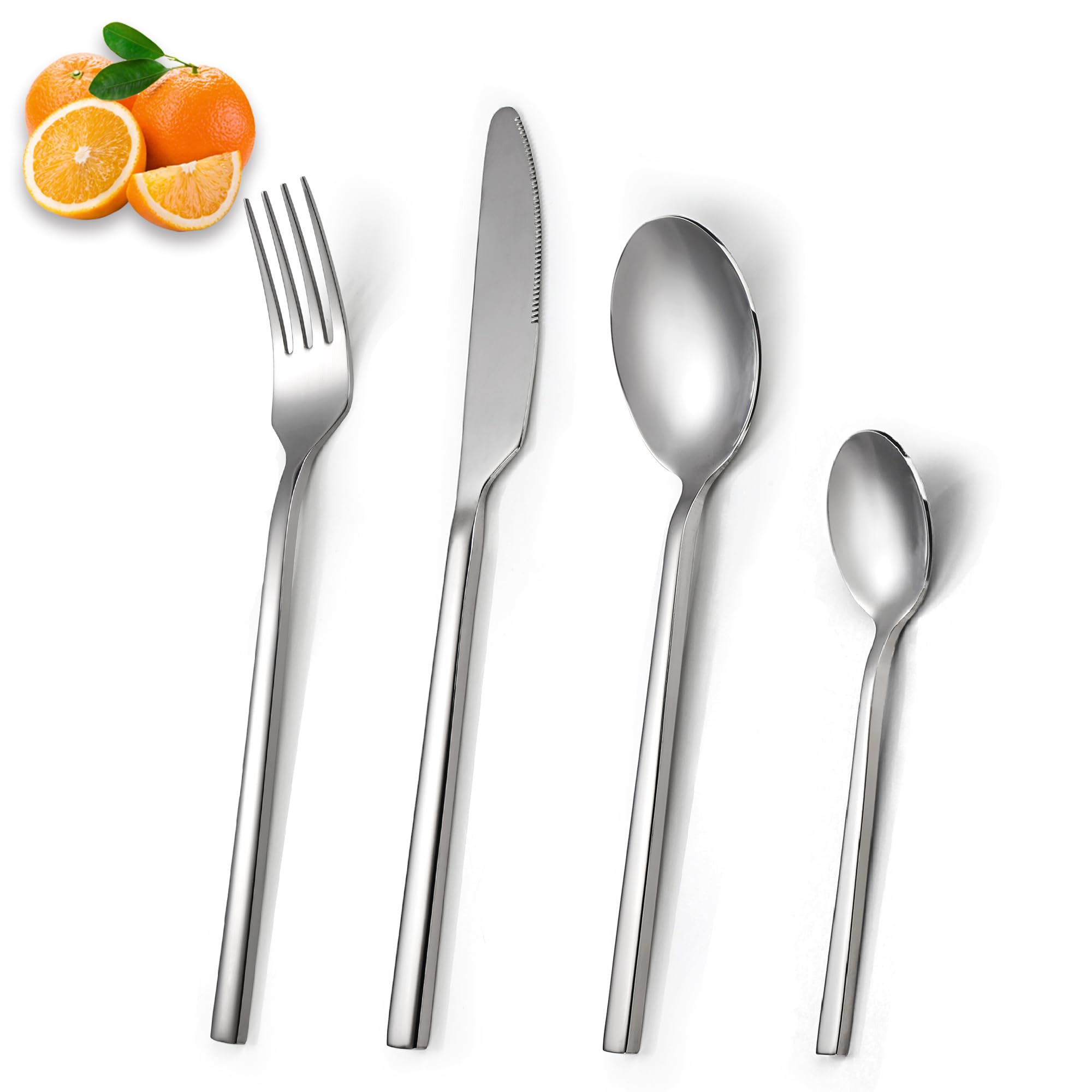 SHEUMNT Cube 32-Piece Elegant Stainless Steel Flatware Set Cutlery Set, Silverware Set Service for 8, Mirror Polishing, Dishwasher Safe